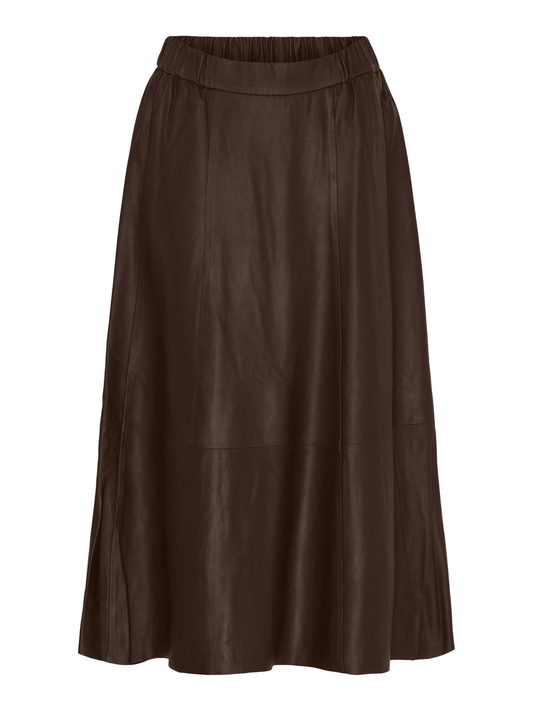 A-Shape Skirt Leather - Espresso - at home
