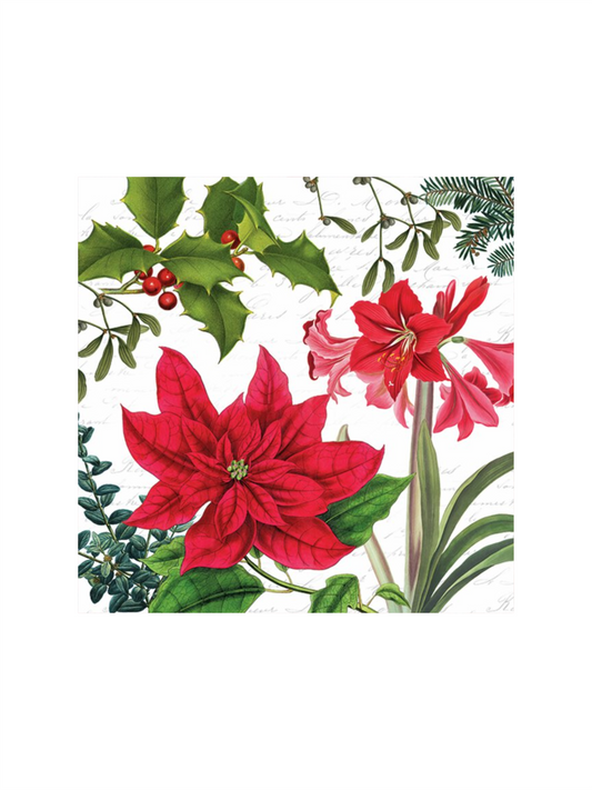 Servietter - Christmas Plants White 33x33cm