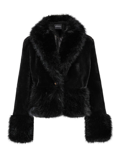 Adina Fake Fur Jacket - Black - at home