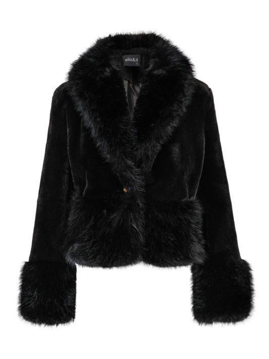 Adina Fake Fur Jacket - Black - at home