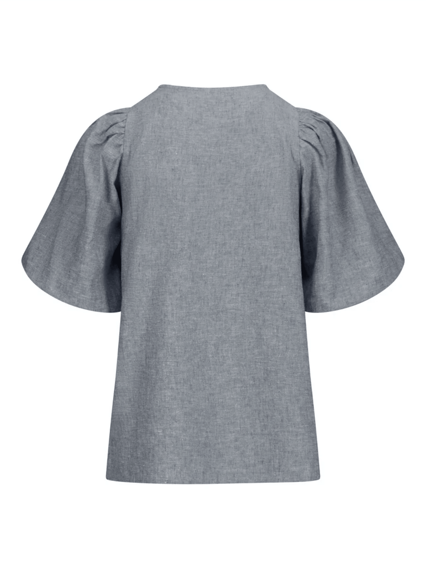 Anna Linen Top - Denim Blue - at home
