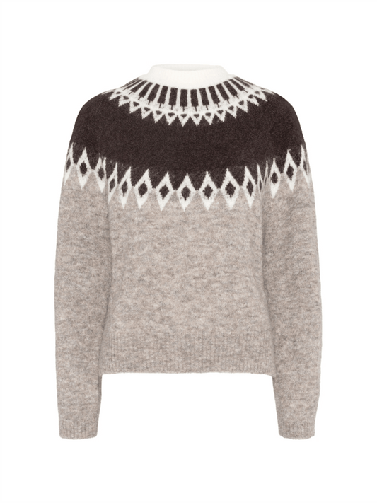Annie Round Neck With Pattern - Breccia - at home