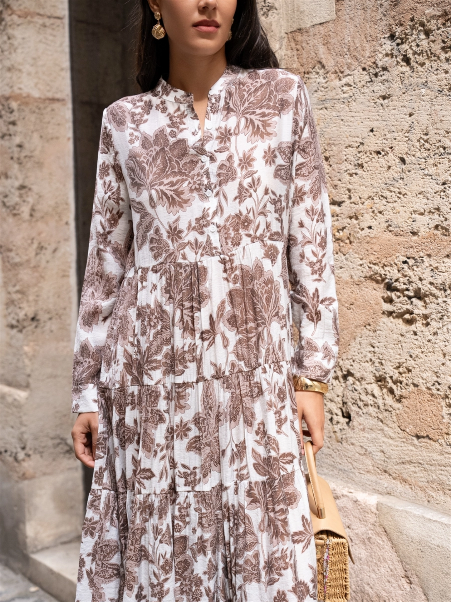 Marbella Silk Dress - Floral Choco