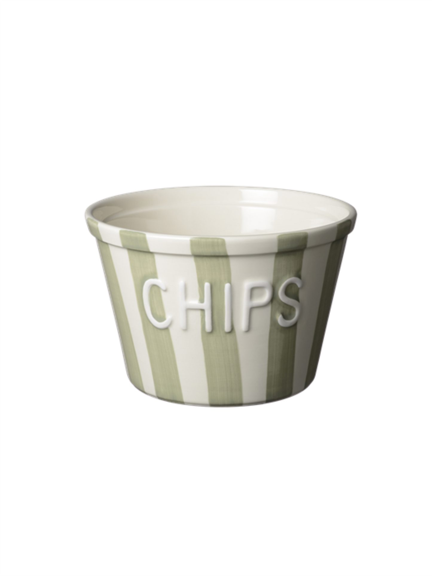 Chipsskål - Sage Stripes M/Hvit Tekst