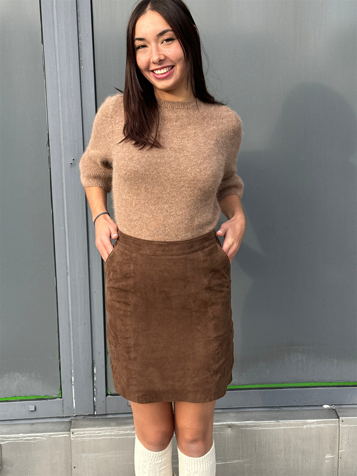 Samantha Suede Skirt - Chocolate Brown