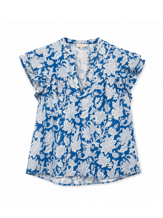 Betty Top - Royal Blue Paisley - at home
