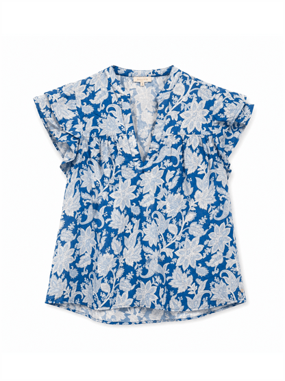 Betty Top - Royal Blue Paisley - at home