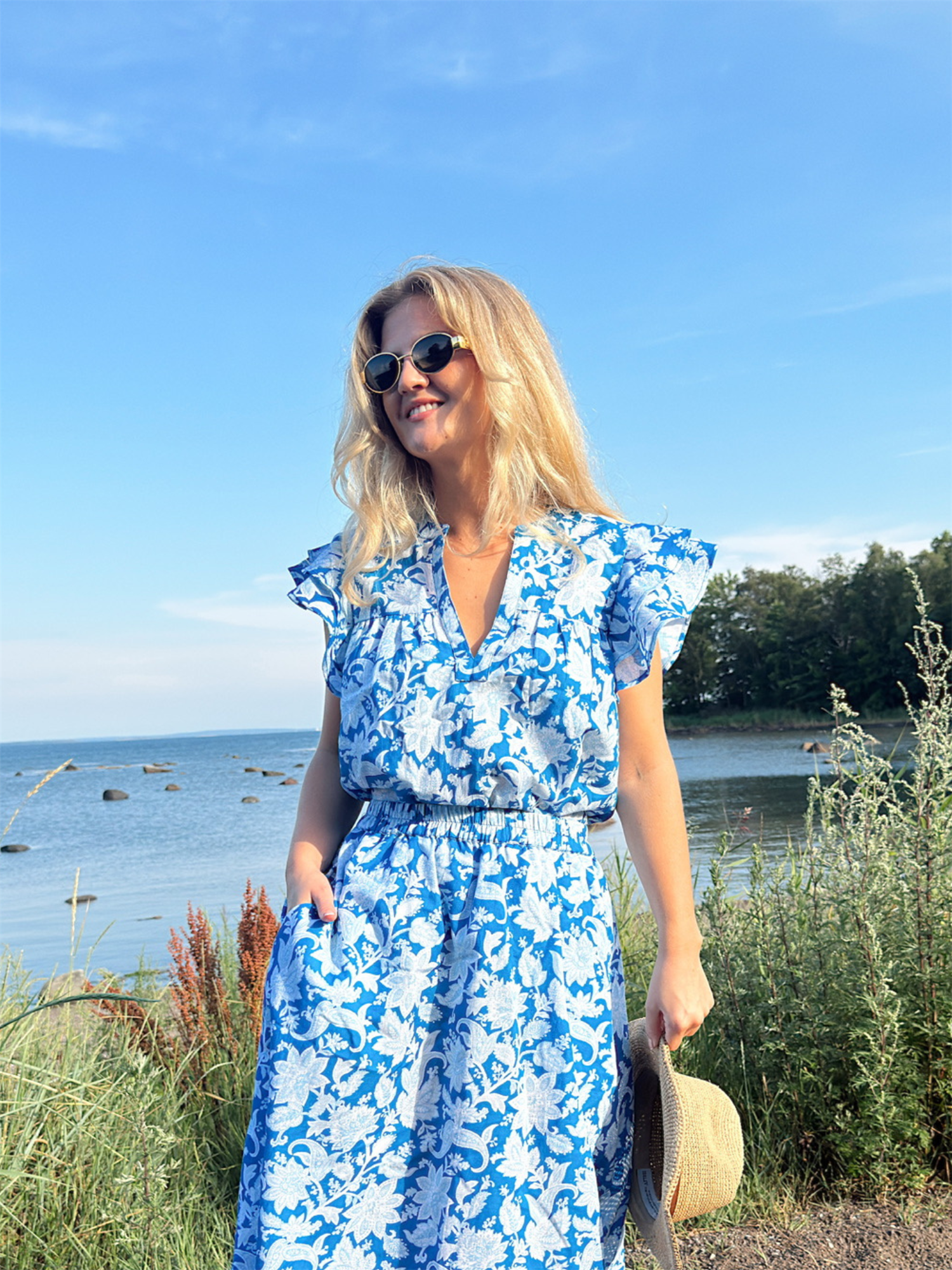 Betty Top - Royal Blue Paisley - at home