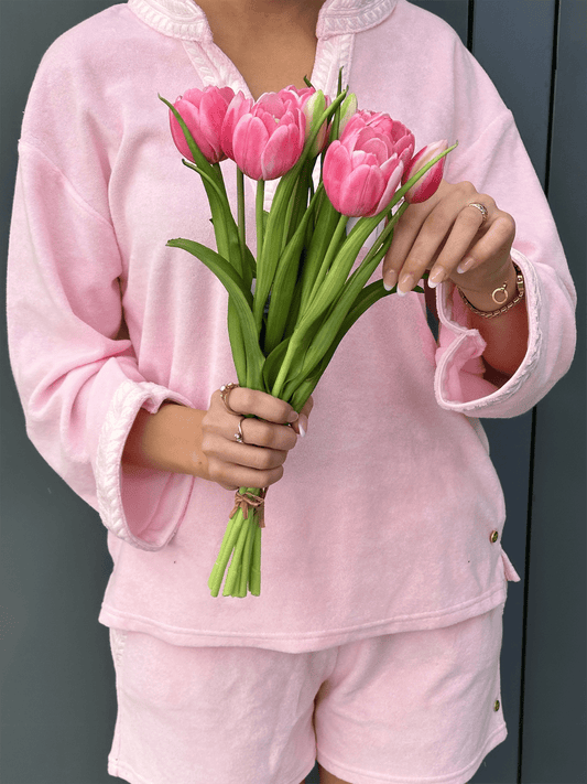 Blomst - Tulipan Bukett 40cm Rosa - at home