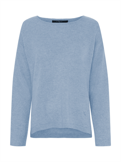 Selina Pure Cashmere Pullover - Light Blue Melange