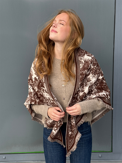 Trekantskjerf Toile de Jouy - Brown