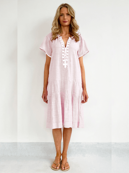 Carnation Midi Dress - Pink - at home