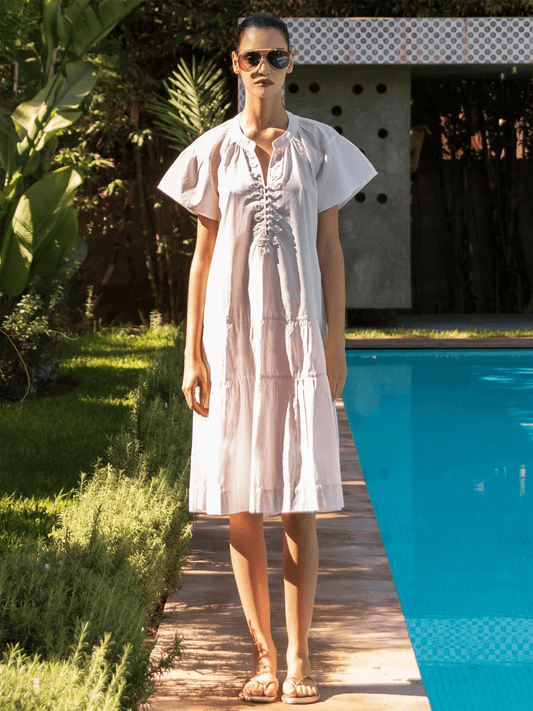 Carnation Midi Dress - Pink - at home