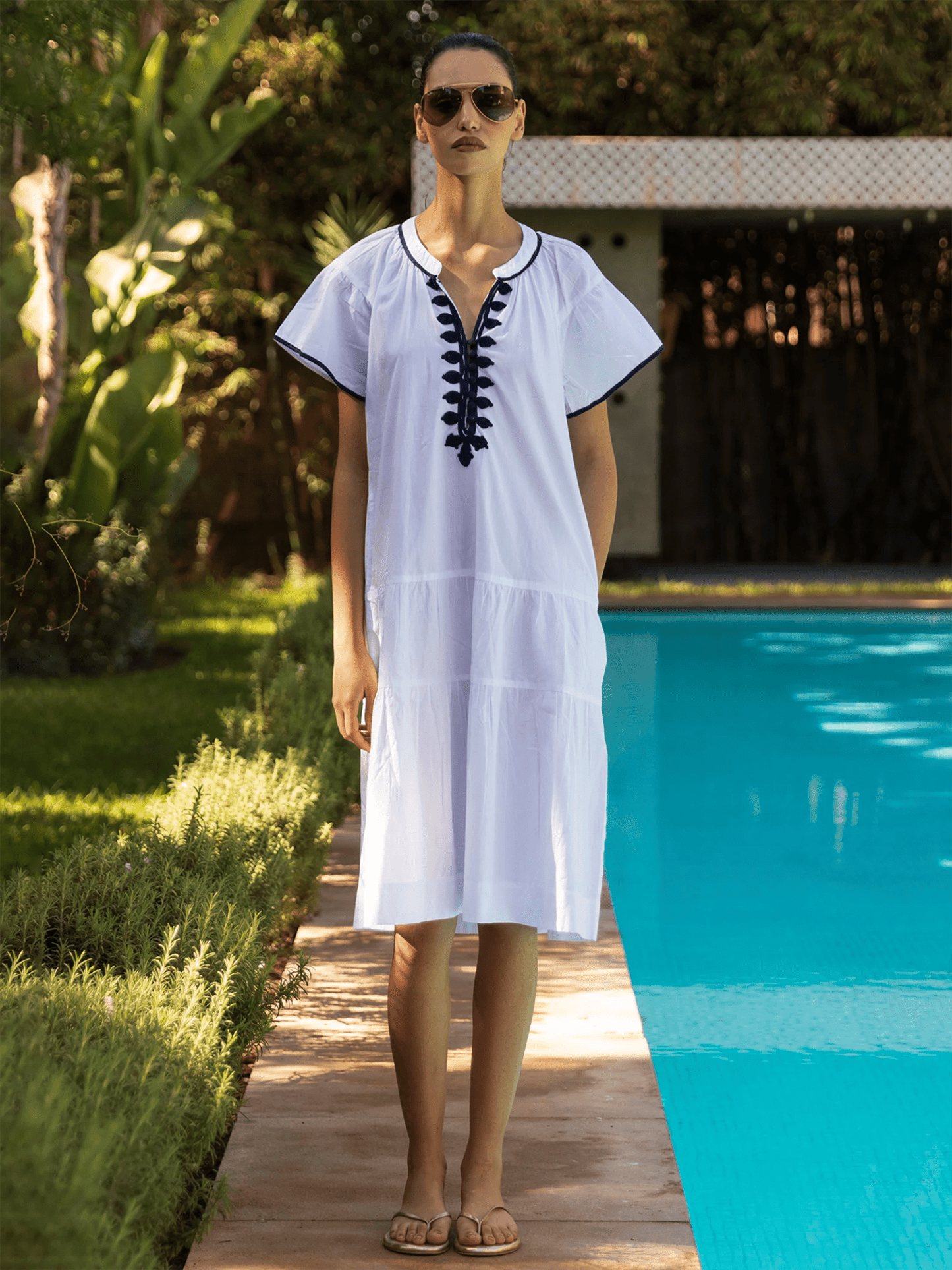 Carnation Midi Dress - White - at home