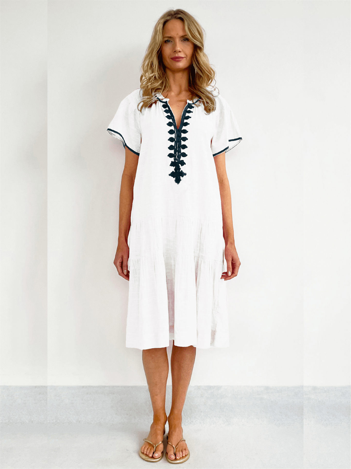 Carnation Midi Dress - White - at home