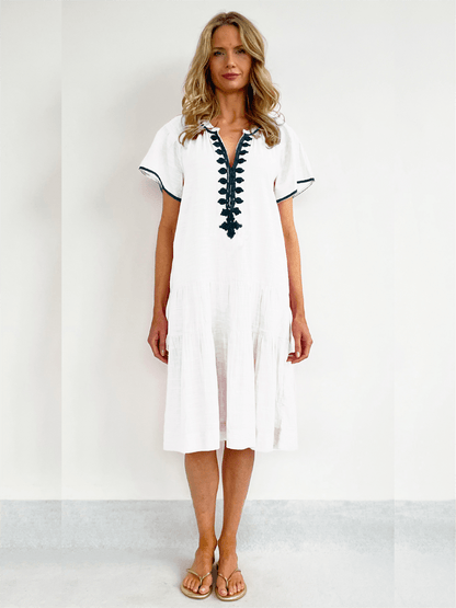 Carnation Midi Dress - White - at home