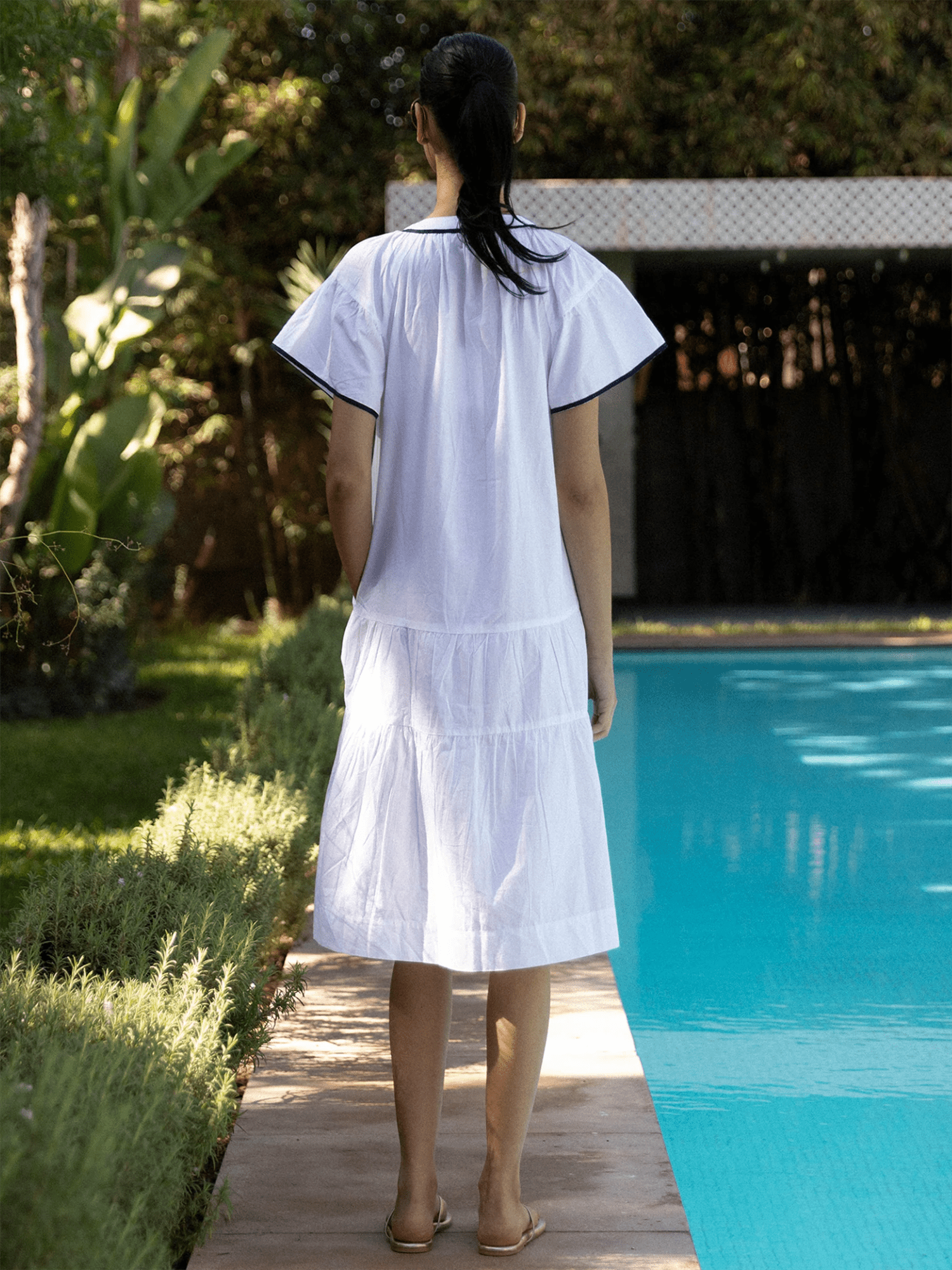 Carnation Midi Dress - White - at home