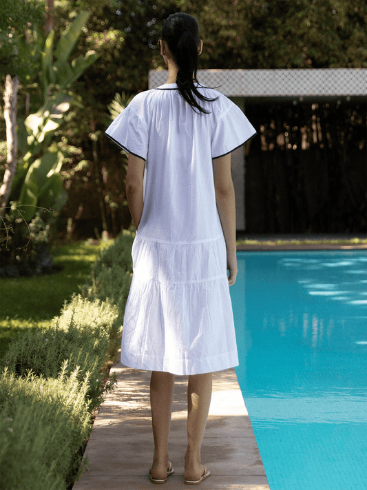 Carnation Midi Dress - White - at home