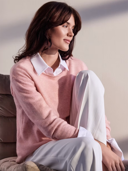 Selina Pure Cashmere Pullover - Quartz Pink Melange