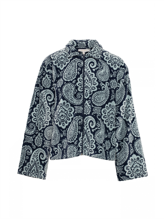 Printed Short Jacket - Navy