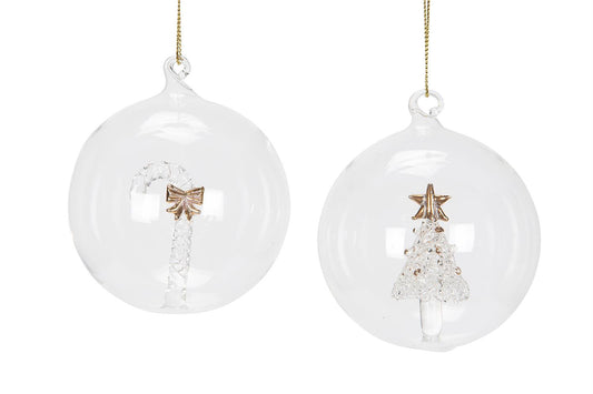 Julekule - Julemotiv Glass 8cm 4pk
