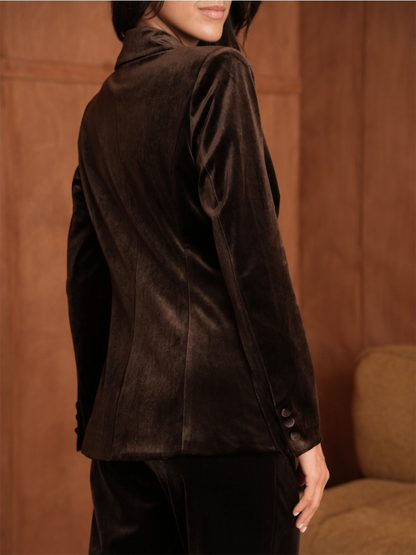 Ganny Tailored Velvet Jacket - Choco