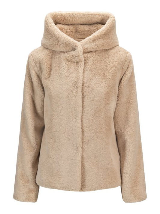 Charlie Fake Fur Jacket - Beige - at home