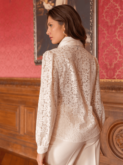 Charlotte Lace Blouse - White - at home