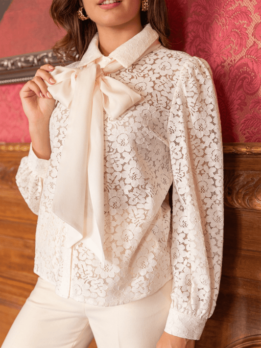 Charlotte Lace Blouse - White - at home