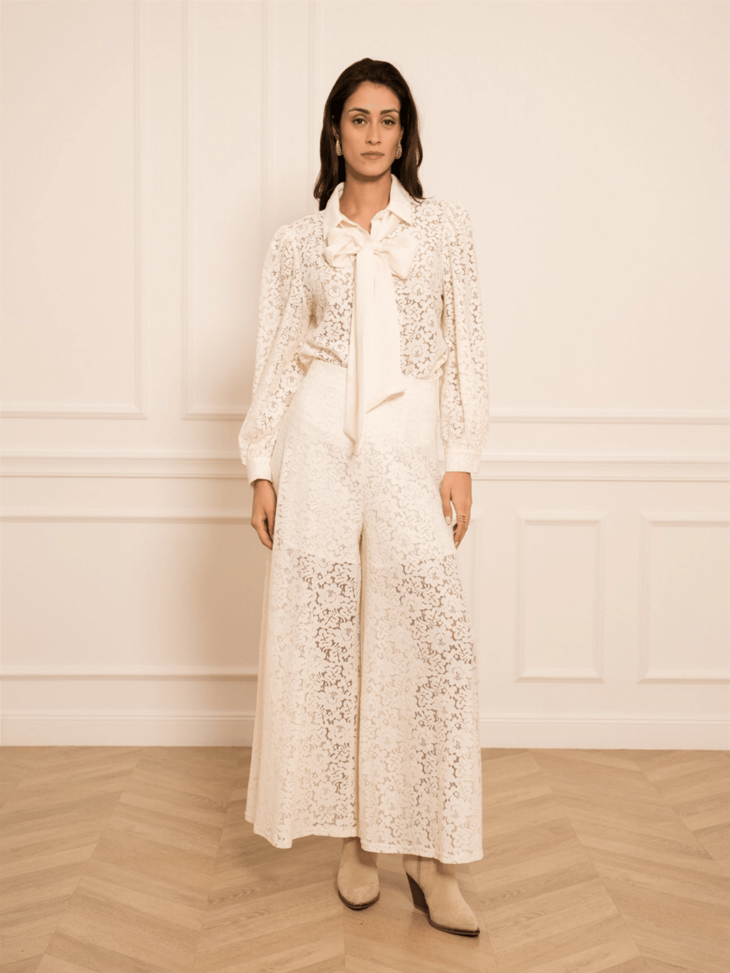 Charlotte Lace Blouse - White - at home