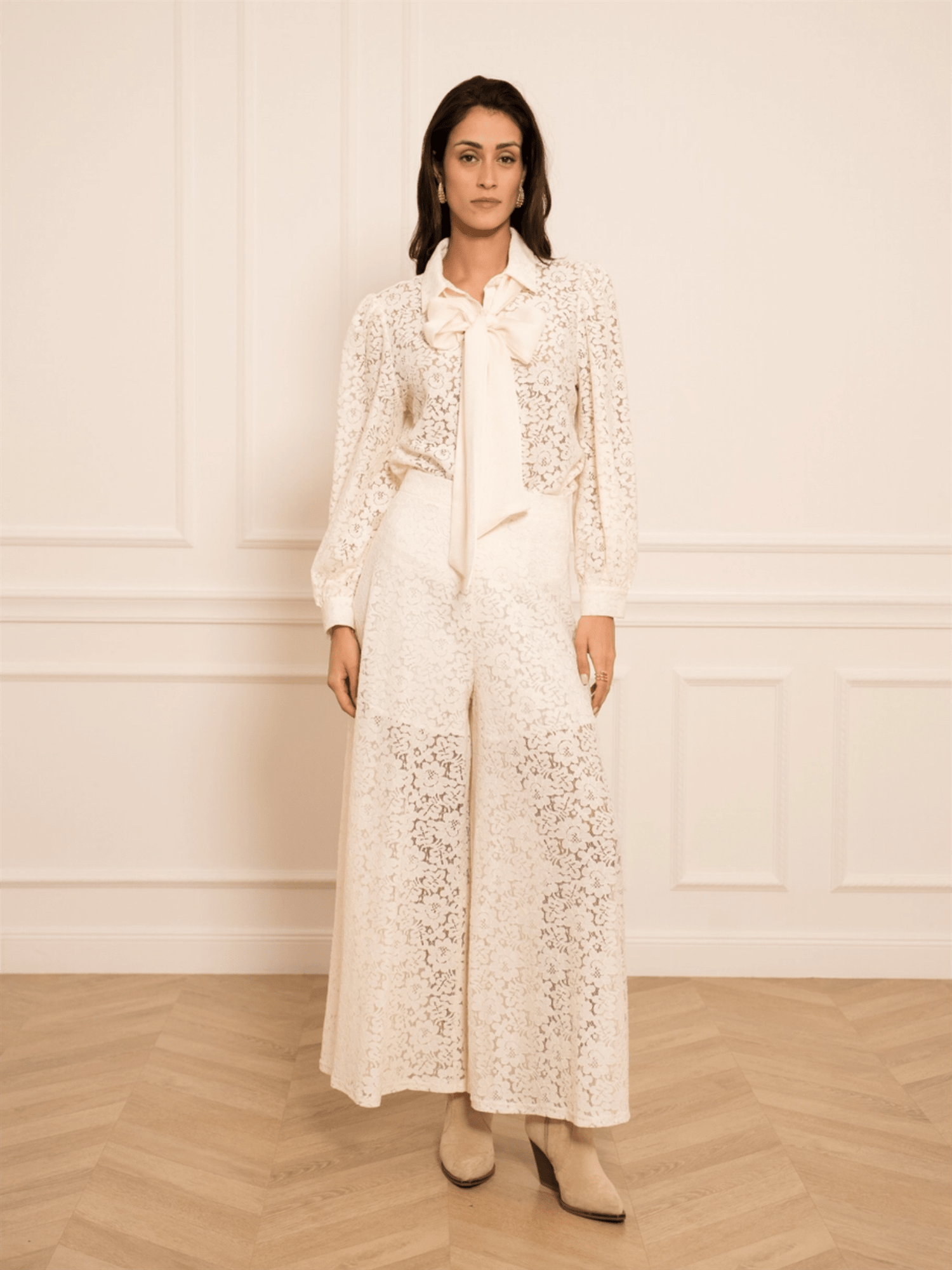 Charlotte Lace Blouse - White - at home