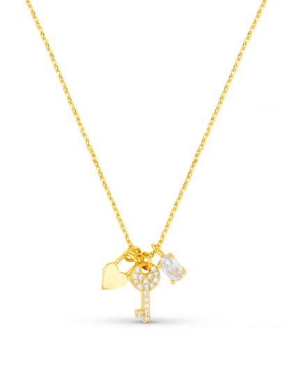 Charm Cluster Necklace - Gold - at home