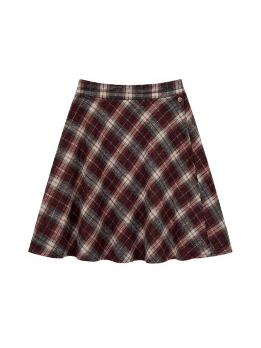 Check Skirt Short - Bordeaux - at home