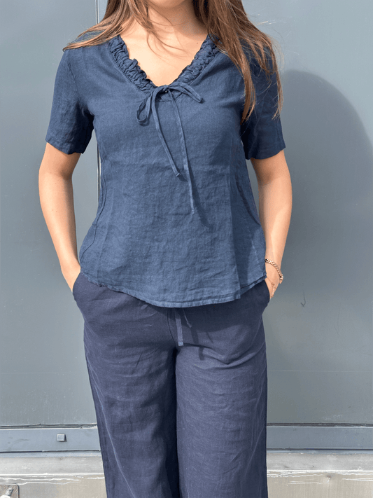 Clara Top - Navy - at home