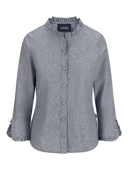 Clarion Linen Shirt - Denim Blue - at home