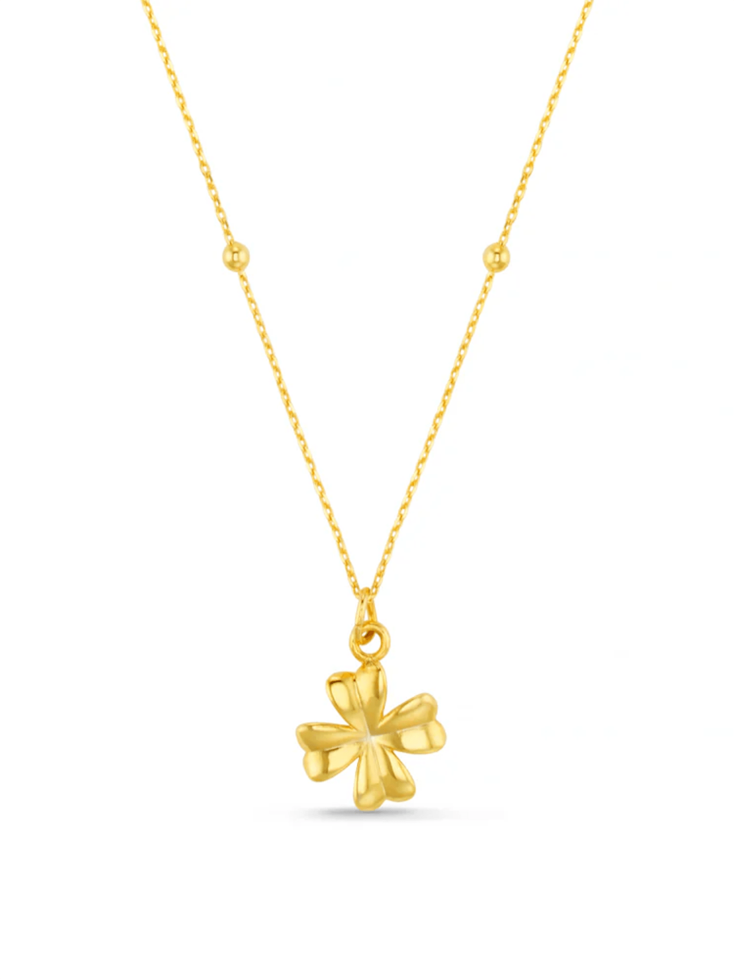 Clover Charm Necklace - Gold - at home