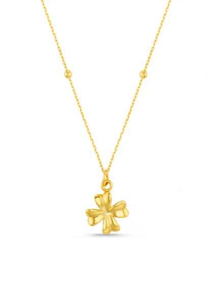 Clover Charm Necklace - Gold - at home