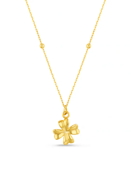 Clover Charm Necklace - Gold - at home