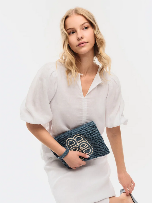 Mim Straw Clutch - Blue