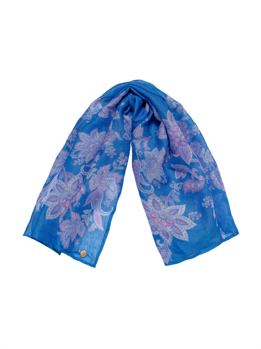 Skjerf - Blue Flower Print