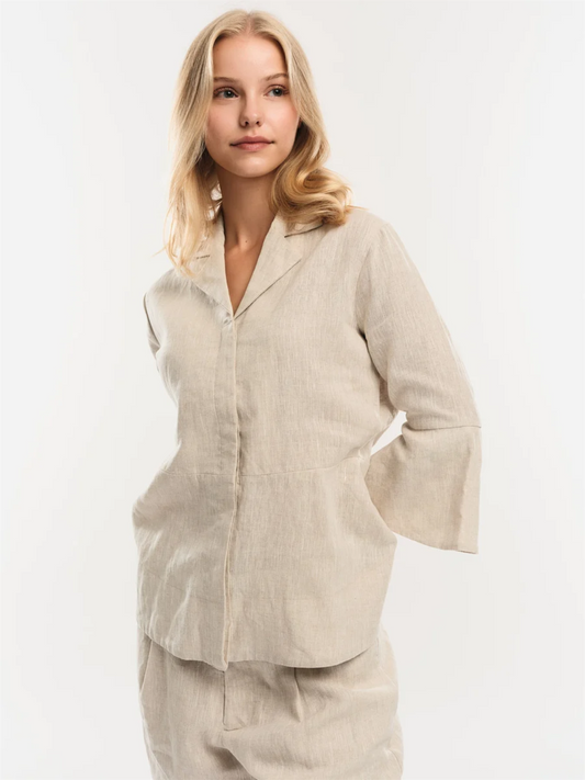 Guro Linen Shirt - Beige Melange