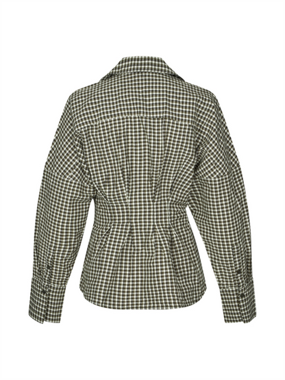 Isidor-M Blouse - Smoked Olive Check