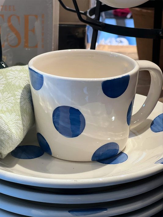 Kopp Cappuccino 35cl Capri - Blå Prikker