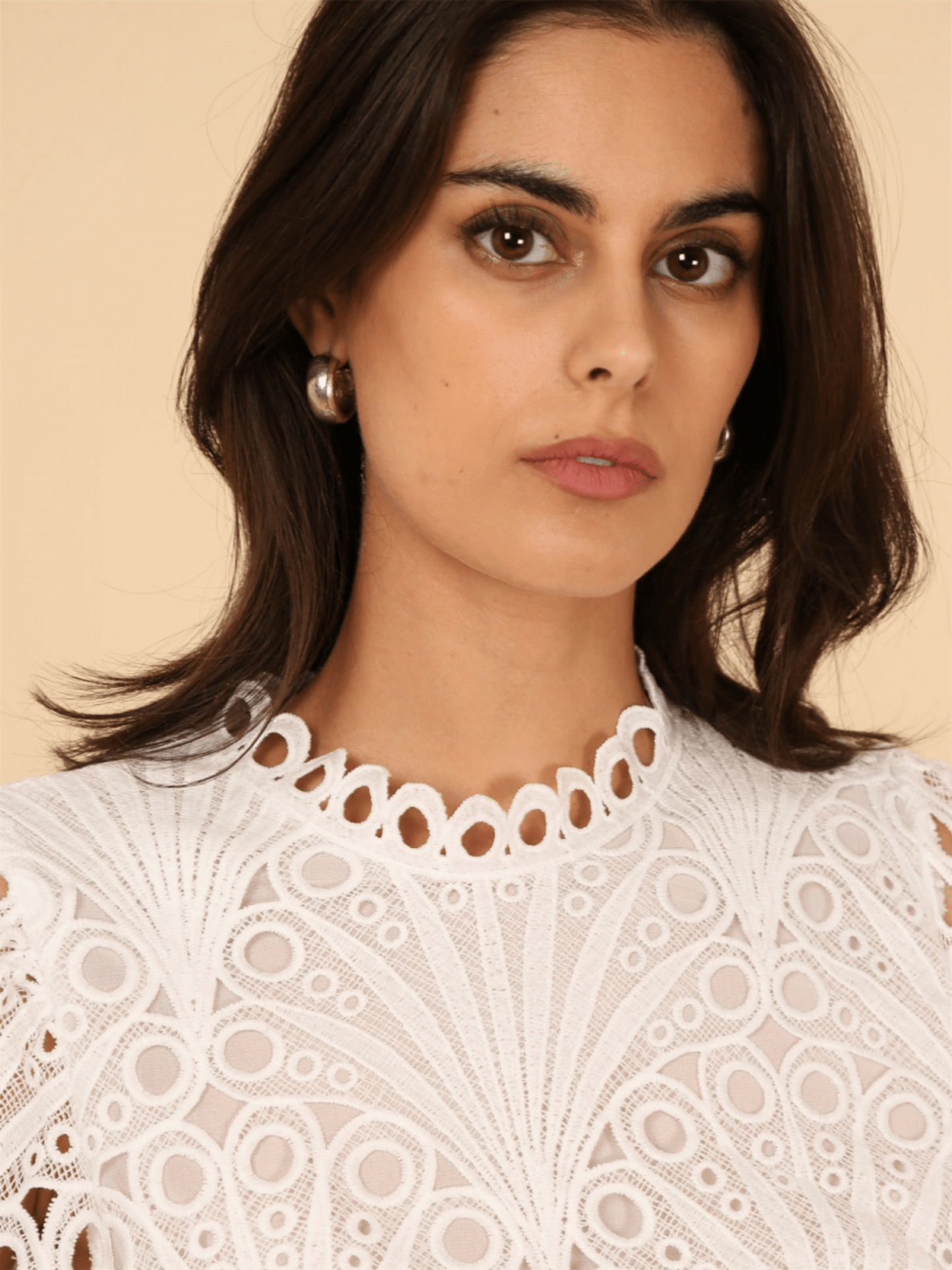 Daisy Lace Top - White - at home