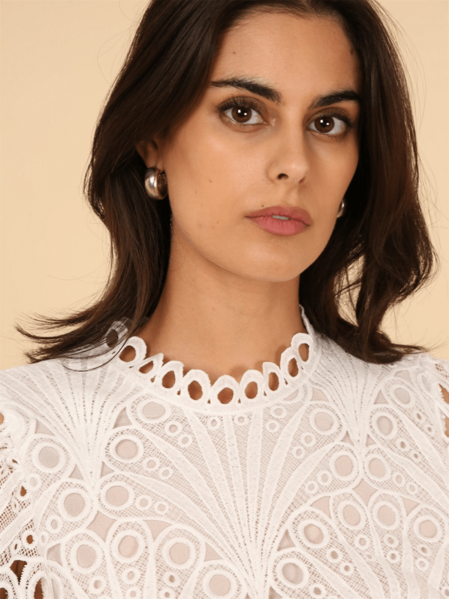 Daisy Lace Top - White - at home