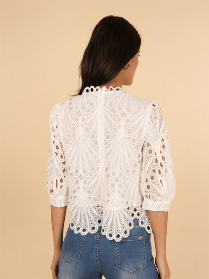 Daisy Lace Top - White - at home