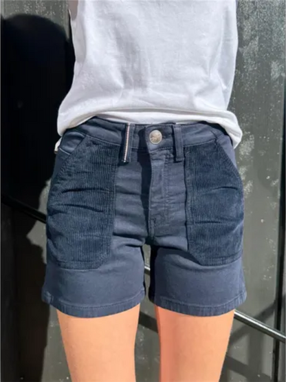 Emilia Cashmere Cord Shorts - Navy