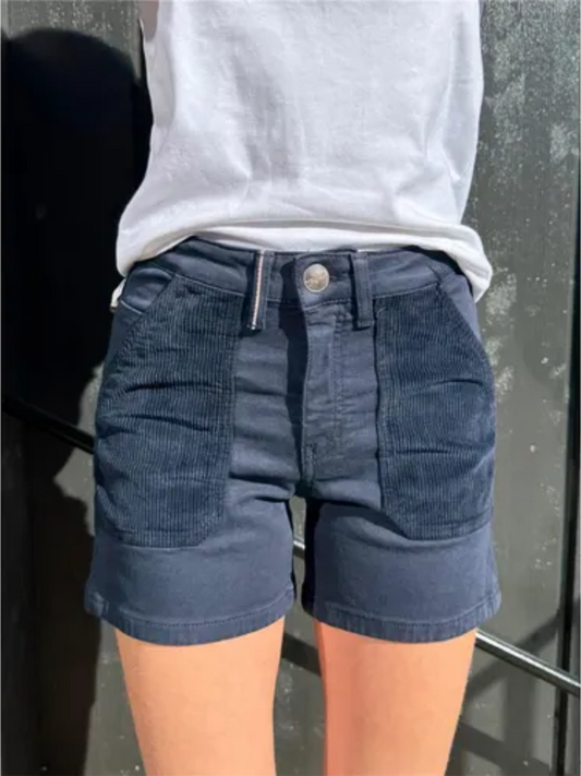 Emilia Cashmere Cord Shorts - Navy