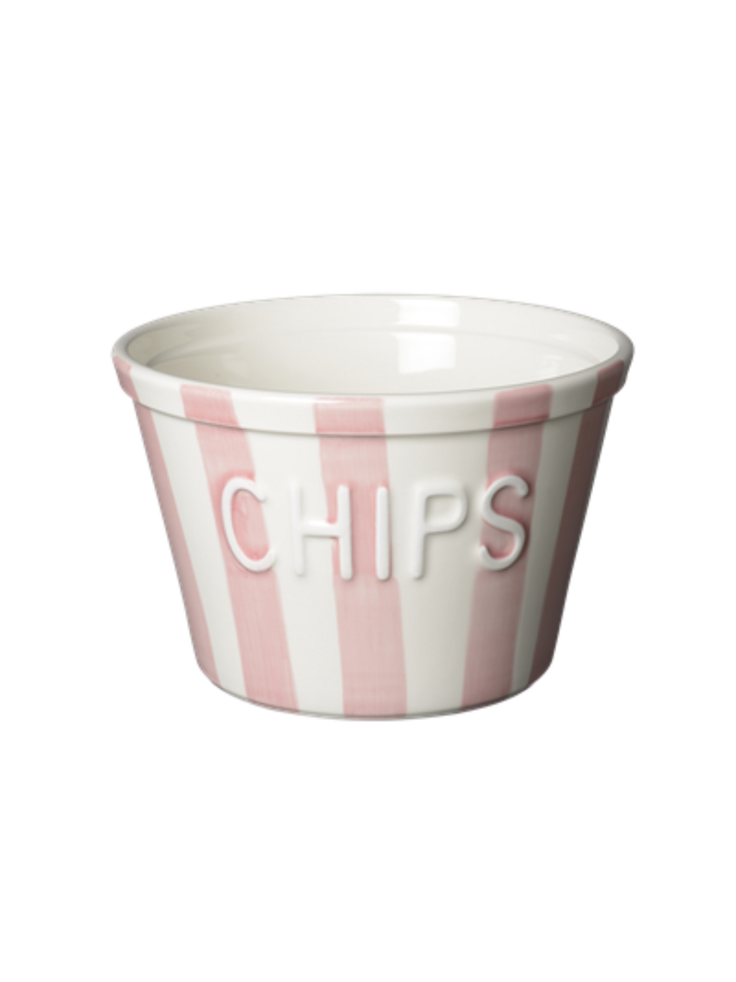 Chipsskål - Soft Pink Stripes M/Hvit Tekst