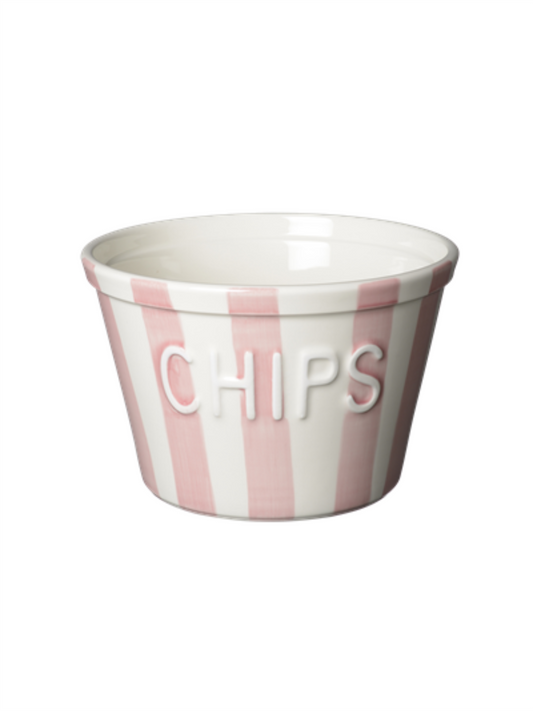 Chipsskål - Soft Pink Stripes M/Hvit Tekst